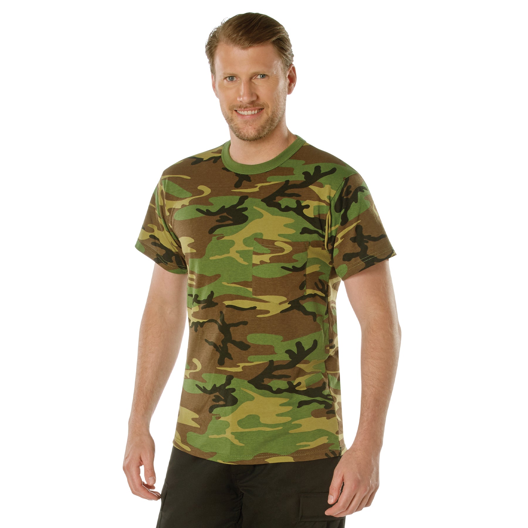 Rothco Woodland Camo T-Shirt With Pocket - Tactical Choice Plus