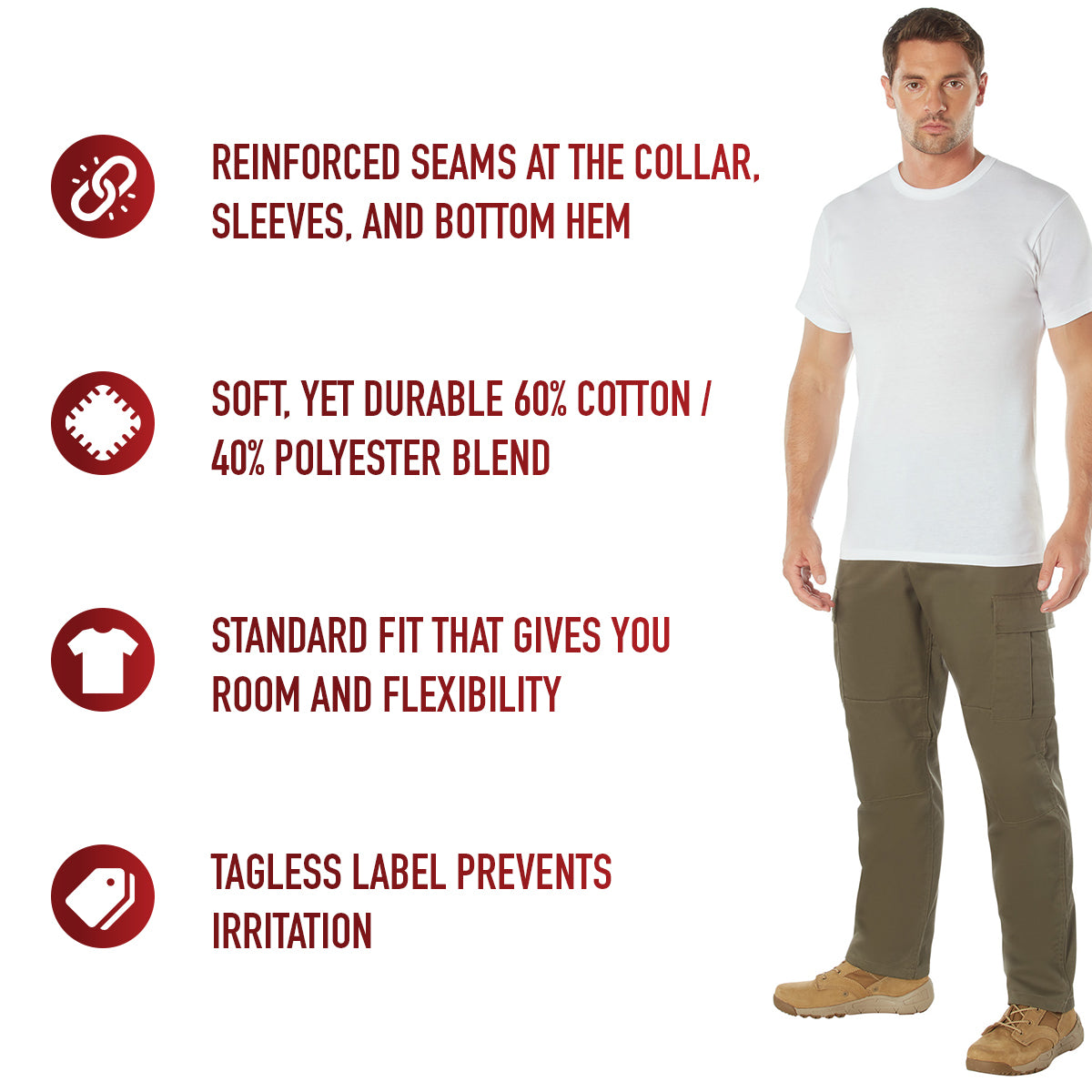 Solid Color T-Shirt with Cotton / Polyester Blend