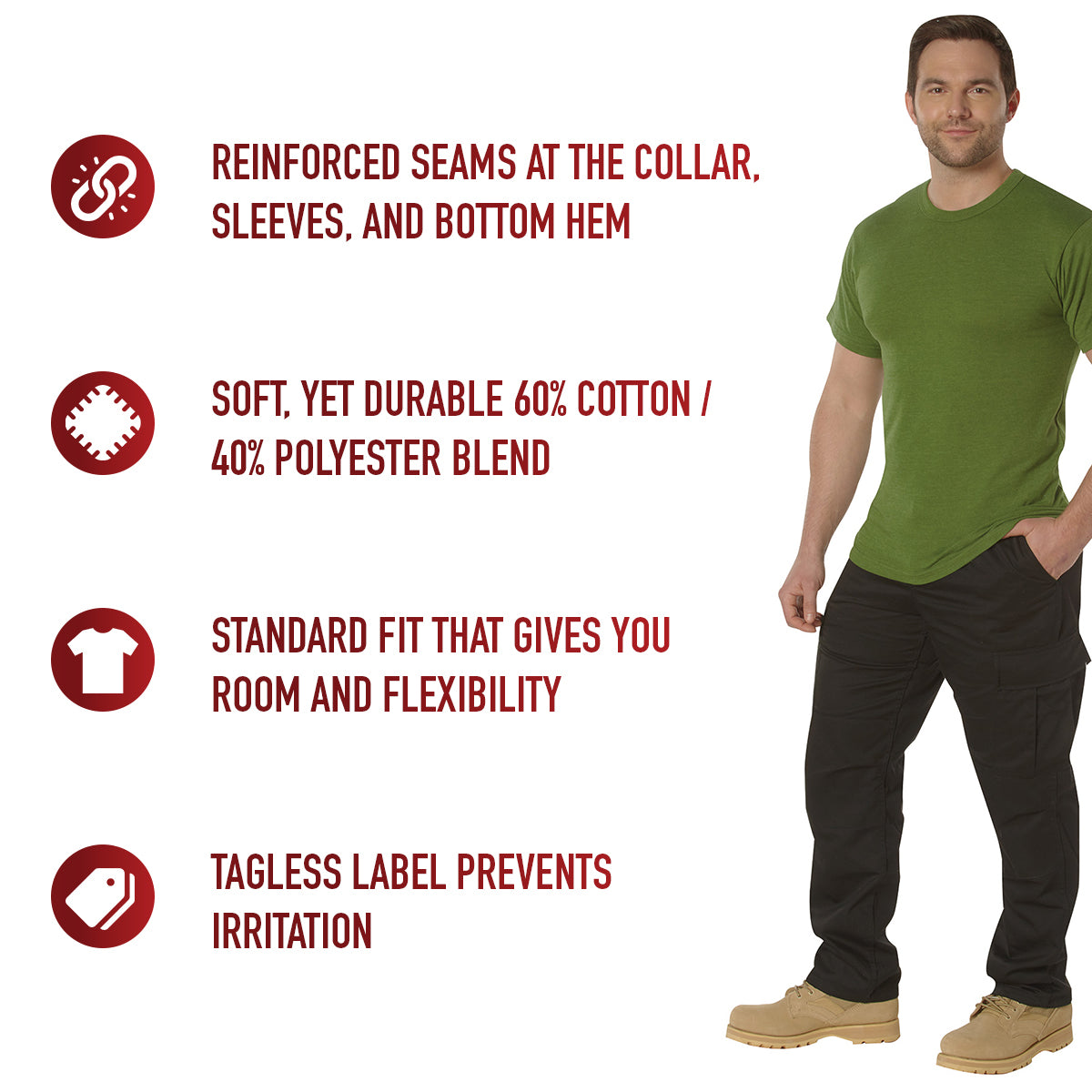 Solid Color T-Shirt with Cotton / Polyester Blend