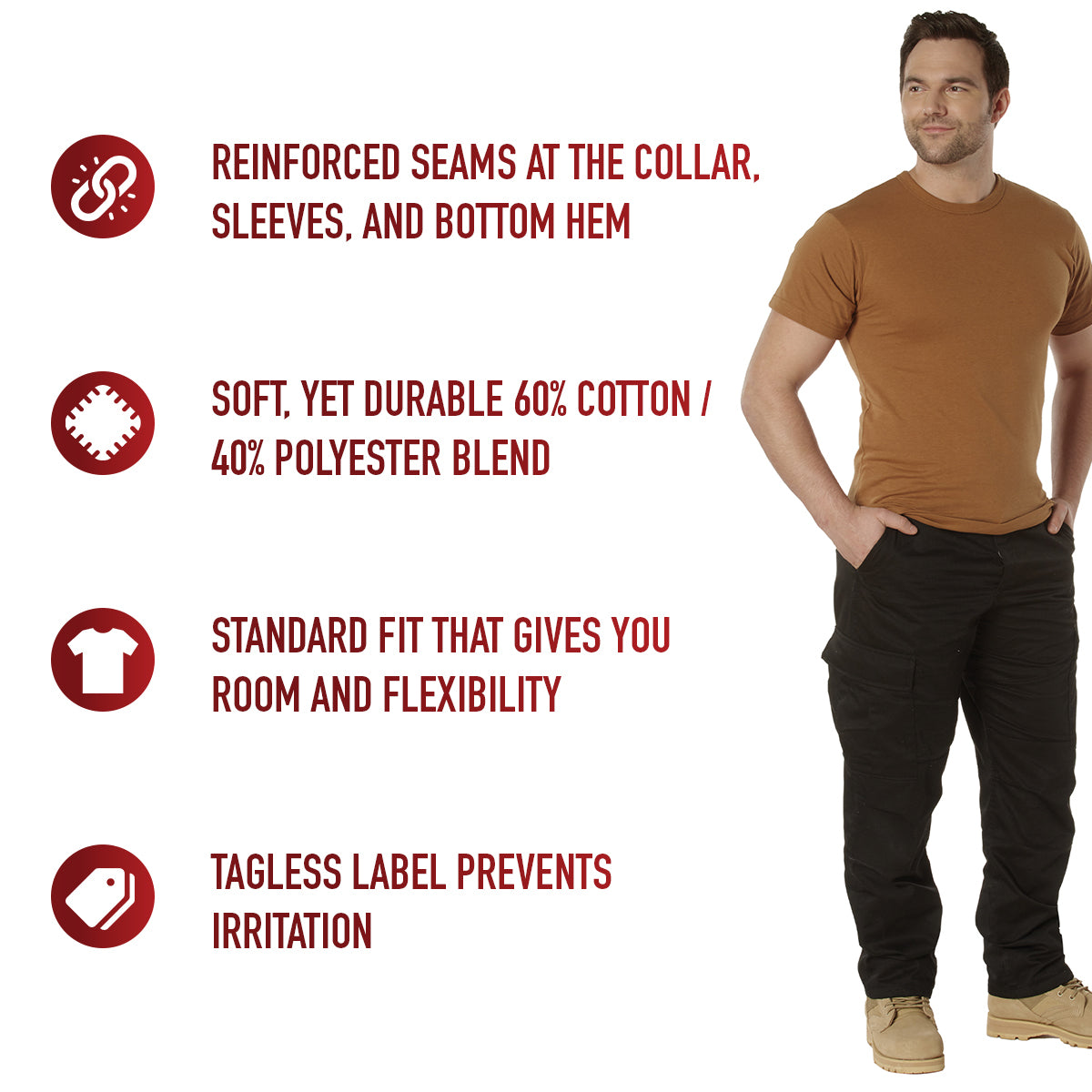 Solid Color T-Shirt with Cotton / Polyester Blend