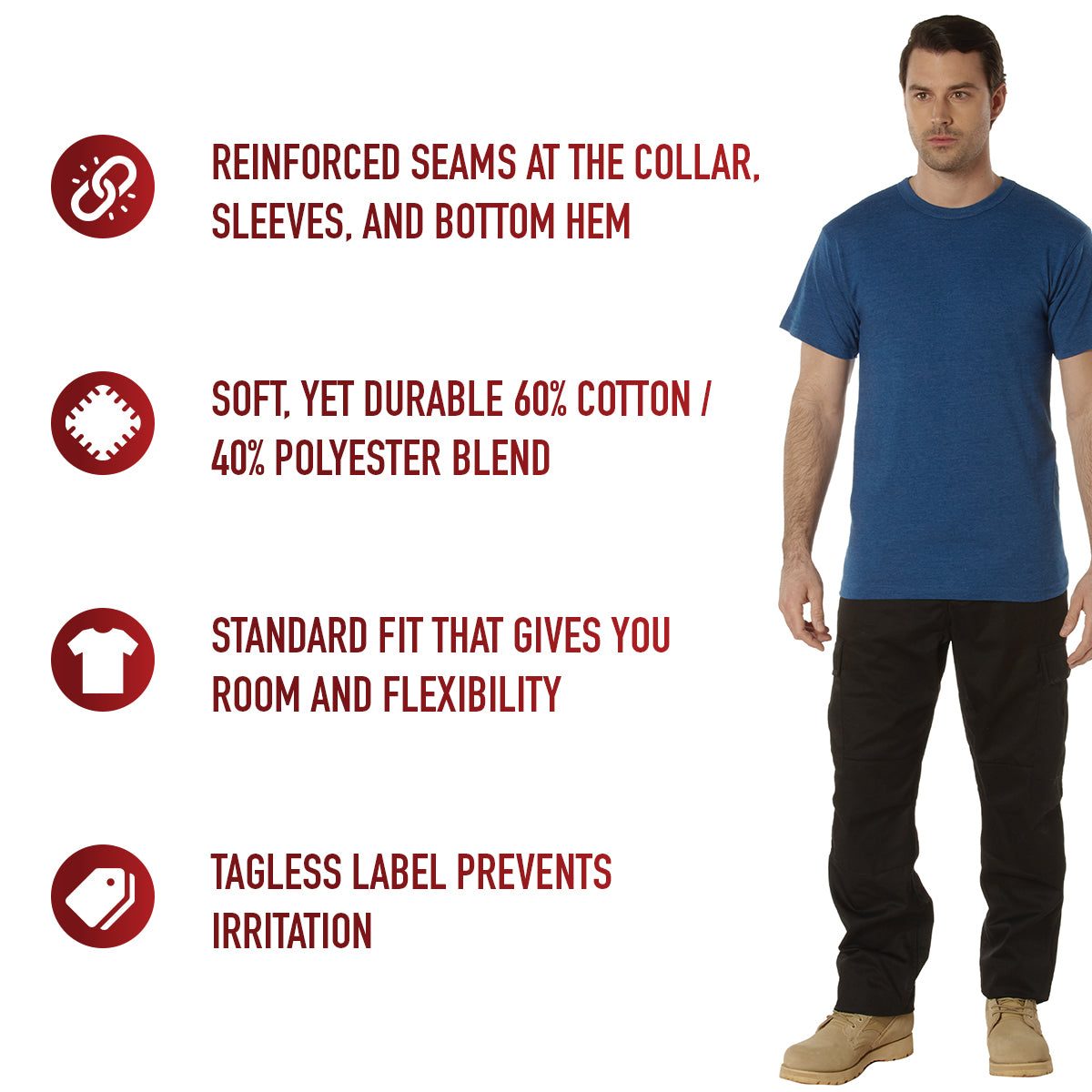 Solid Color T-Shirt with Cotton / Polyester Blend