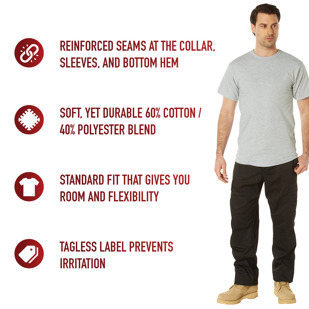 Solid Color T-Shirt with Cotton / Polyester Blend