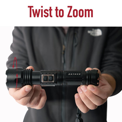 Rechargeable LED Tactical Task Light with Zoom - 2000 Lumens - Tactical Choice Plus