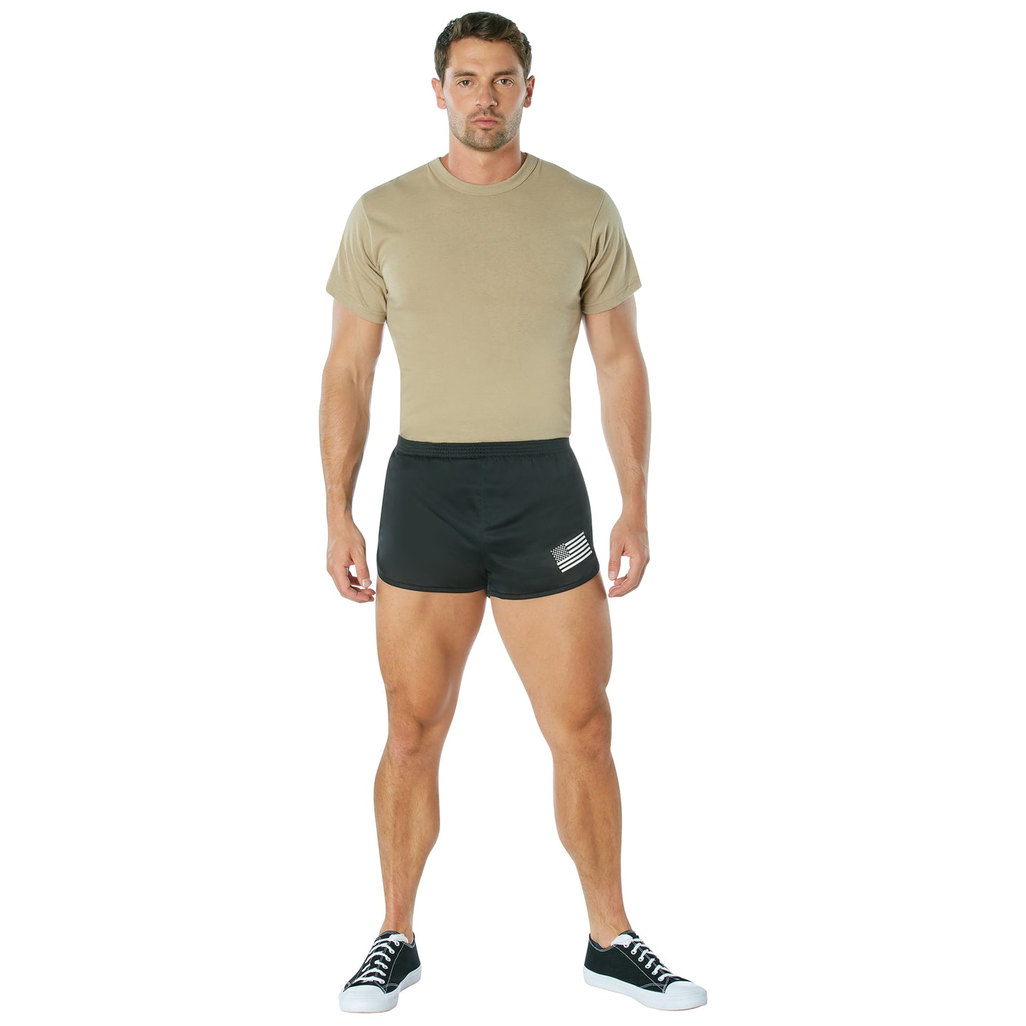 US Flag Ranger PT (Physical Training) Shorts - Black