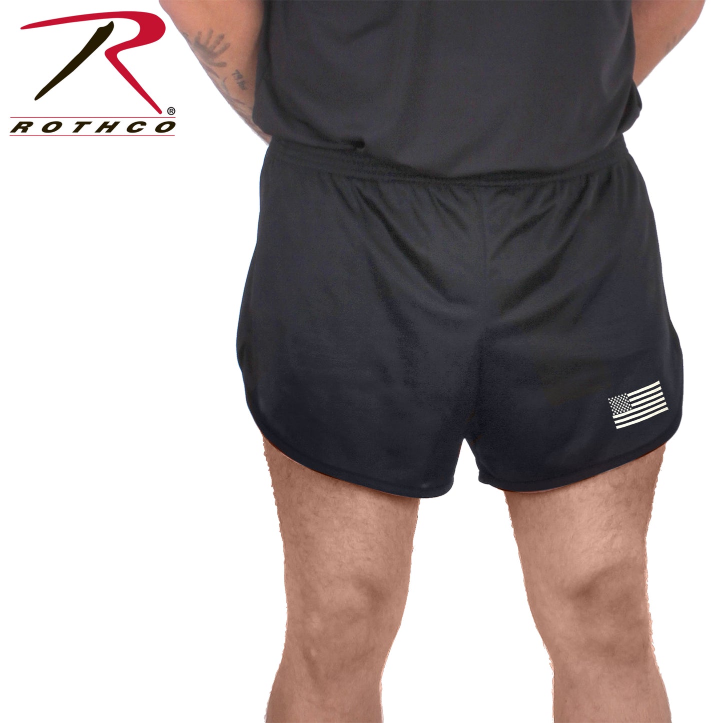 US Flag Ranger PT (Physical Training) Shorts - Black