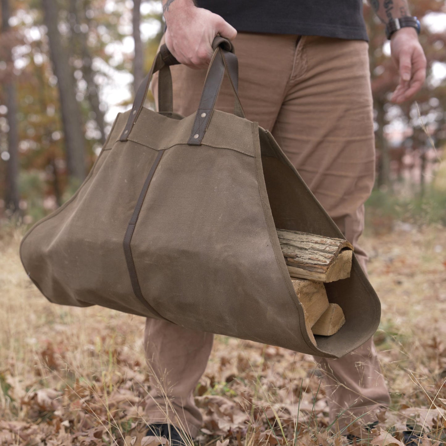 Backwoods Waxed Canvas Log Carrier - Tactical Choice Plus