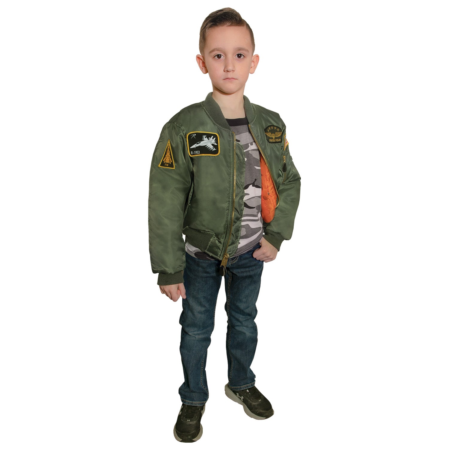 Kids Flight Jacket With Patches - Tactical Choice Plus