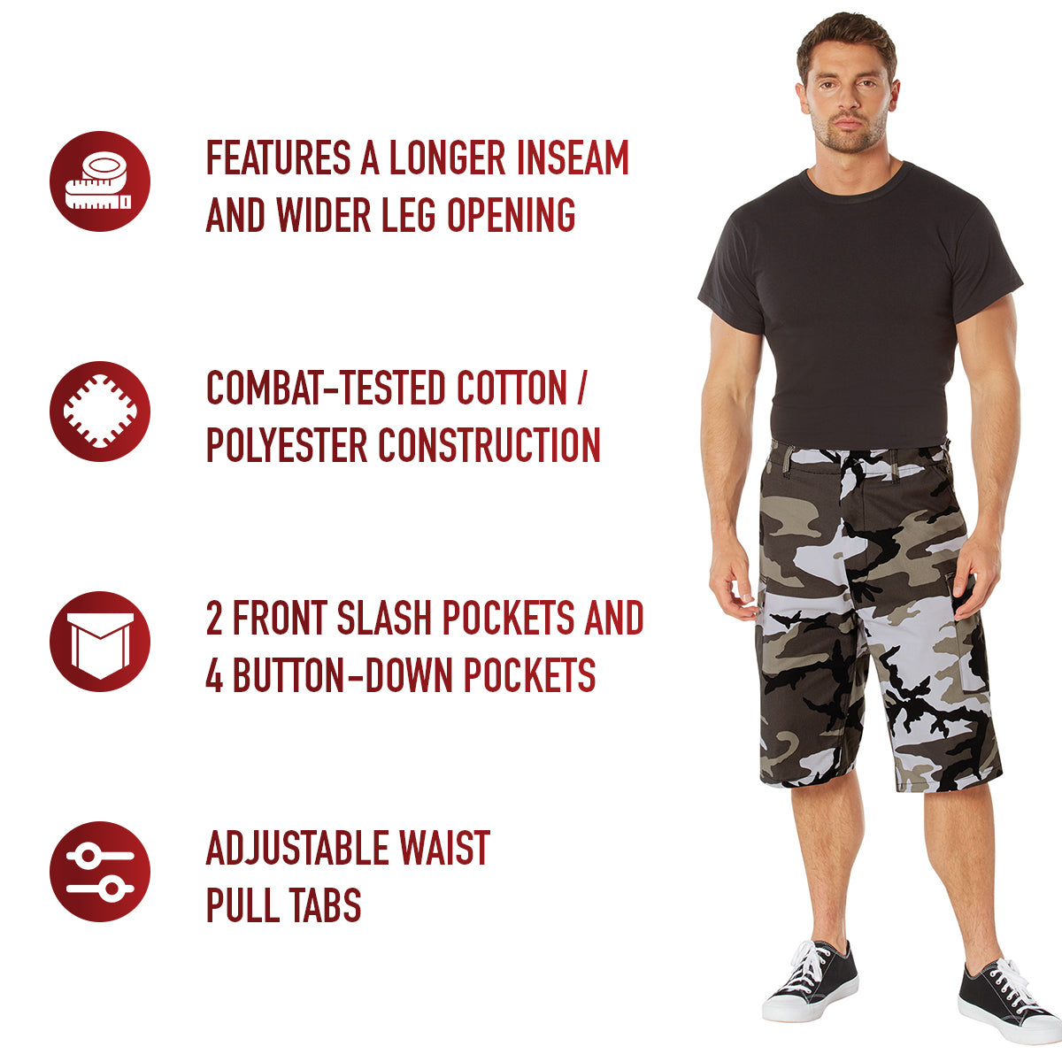 Long Length Camo BDU Shorts