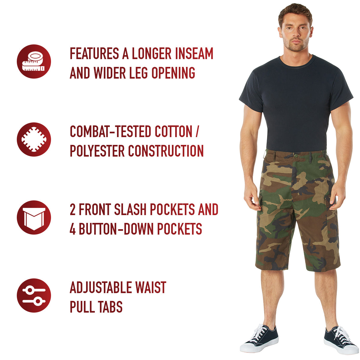 Long Length Camo BDU Shorts