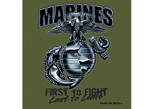 Black Ink Marines First To Fight T-Shirt - Tactical Choice Plus