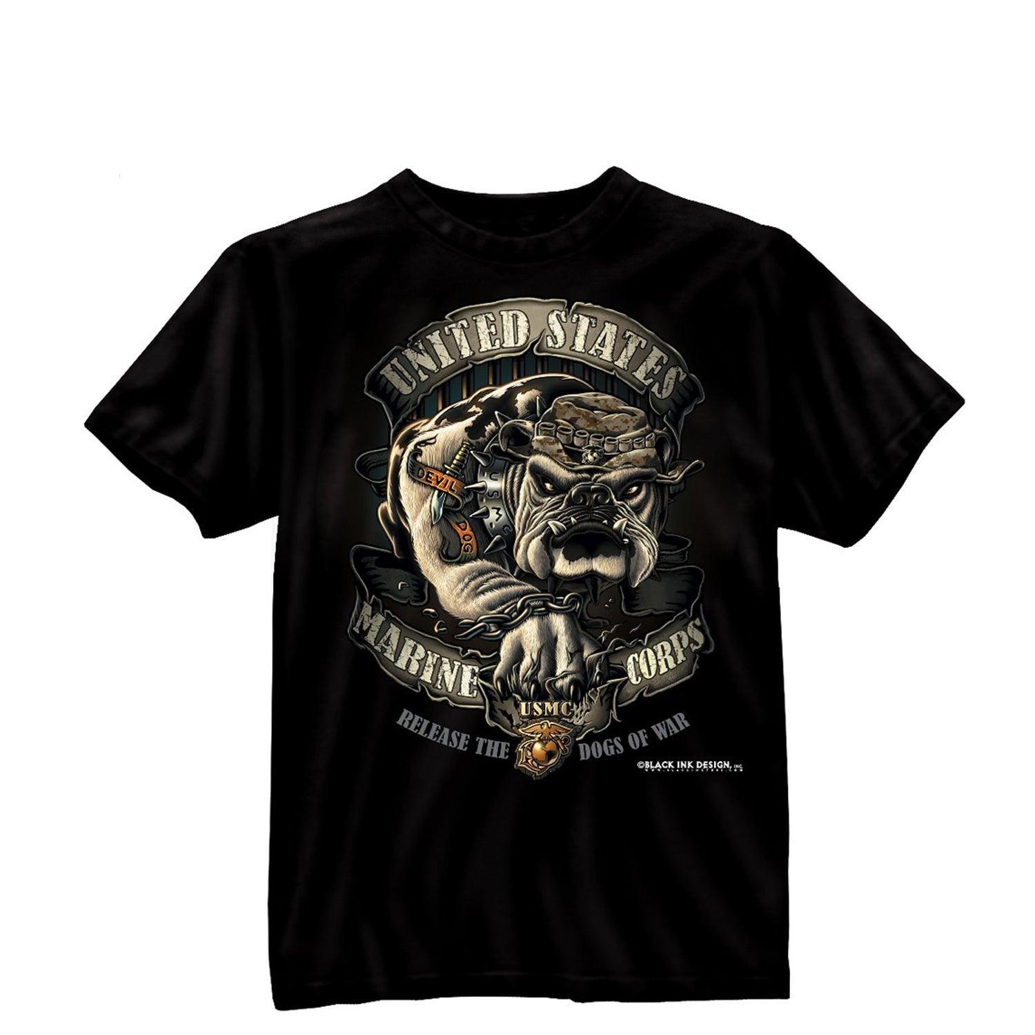 Black Ink U.S.M.C. Bulldog T-Shirt - Tactical Choice Plus