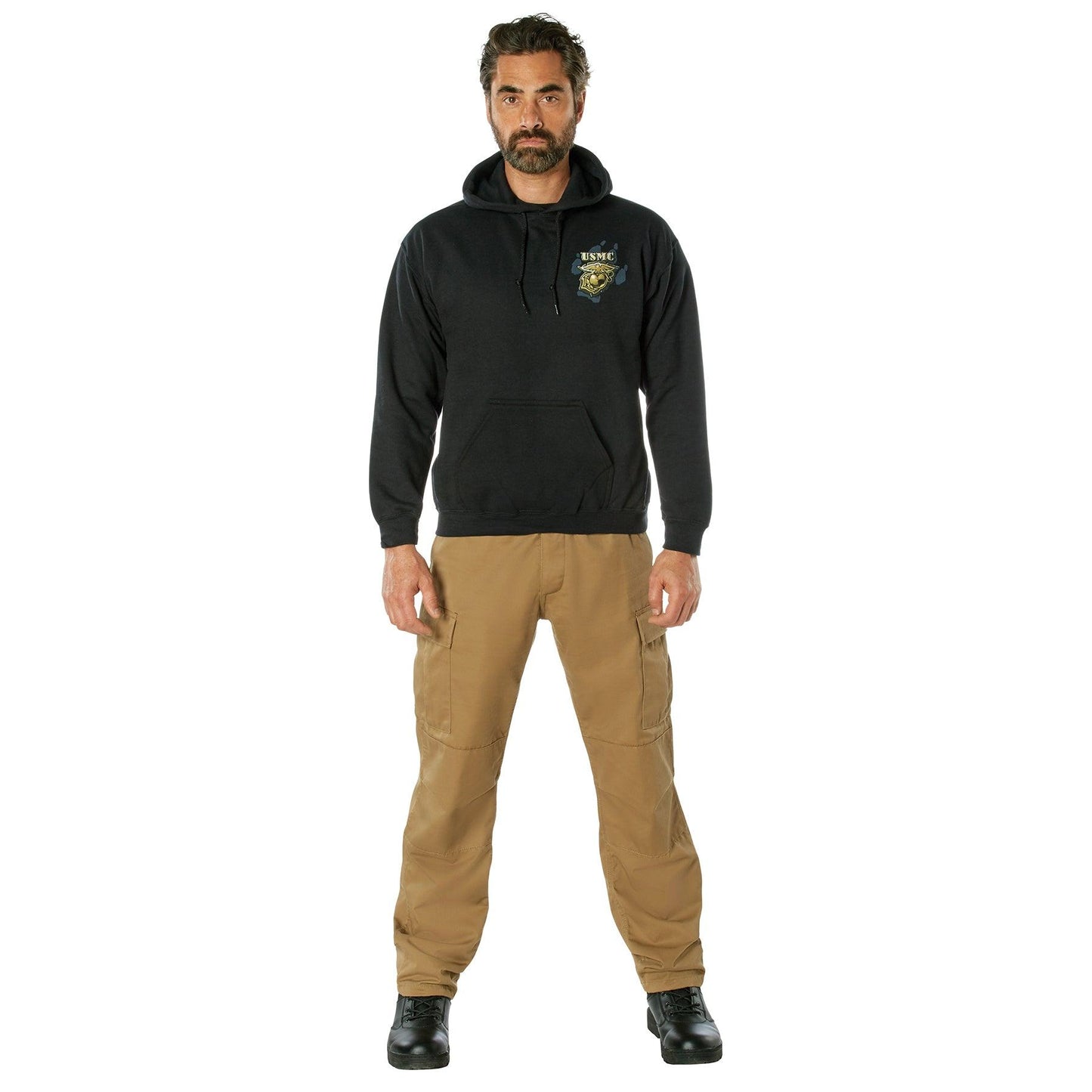 Black Ink U.S.M.C. Bulldog Hooded Pullover Sweatshirt - Tactical Choice Plus