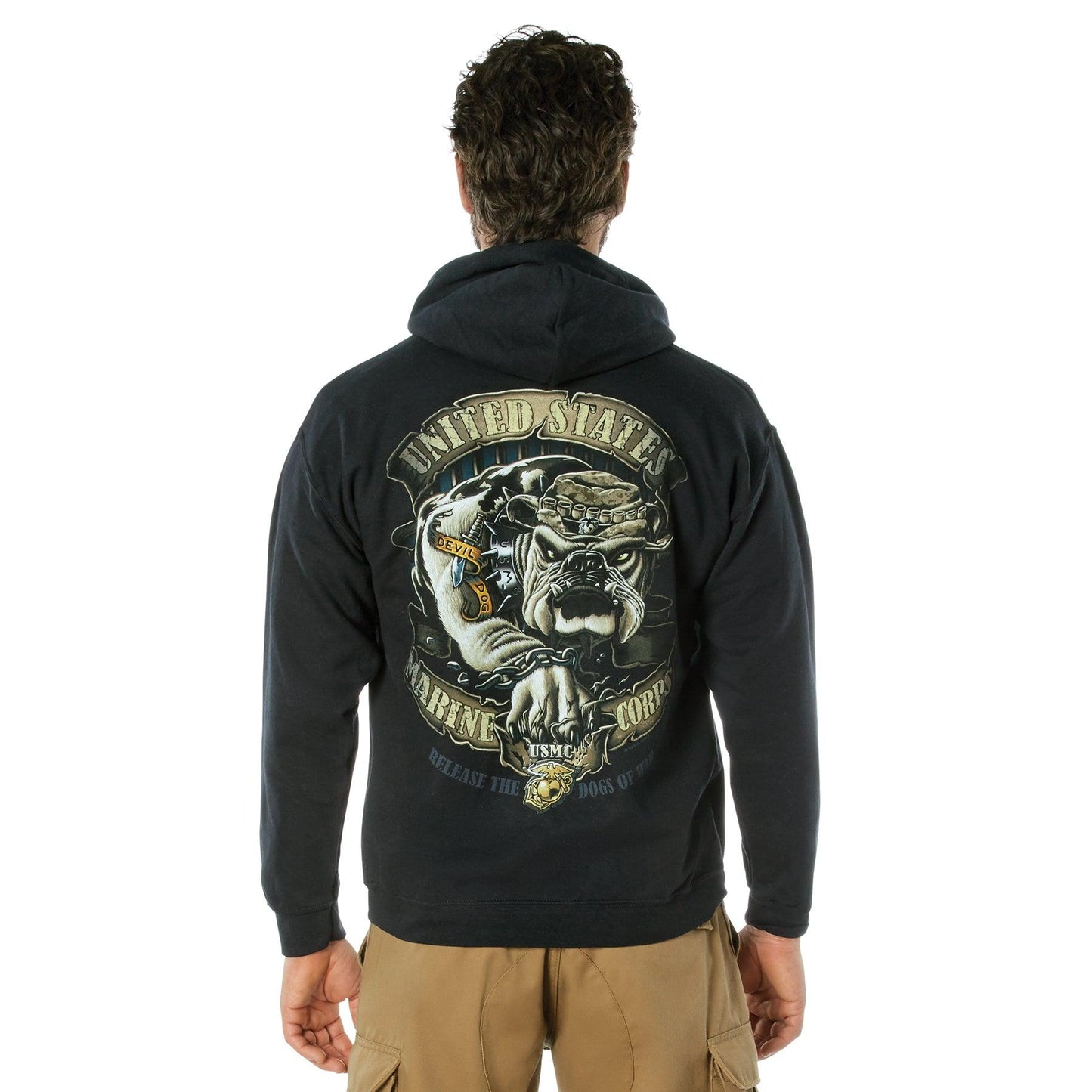 Black Ink U.S.M.C. Bulldog Hooded Pullover Sweatshirt - Tactical Choice Plus