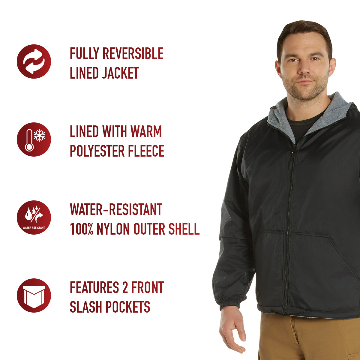 Reversible Lined Jacket With Hood