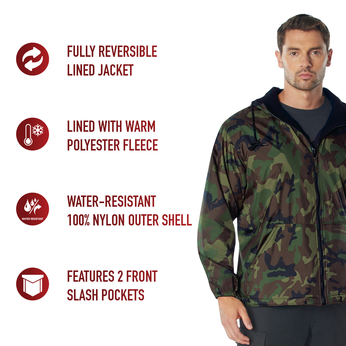 Reversible Lined Jacket With Hood