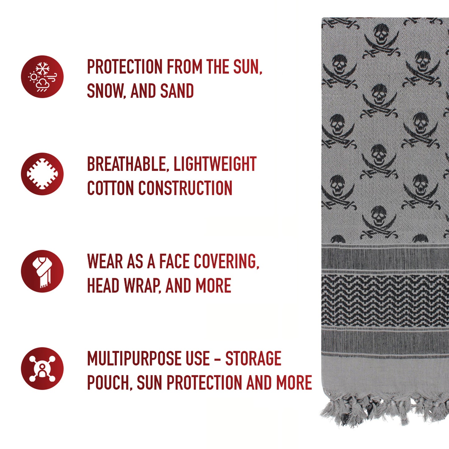 Skulls Shemagh Tactical Desert Keffiyeh Scarf