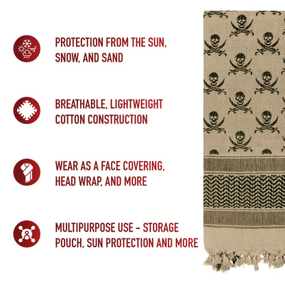 Skulls Shemagh Tactical Desert Keffiyeh Scarf