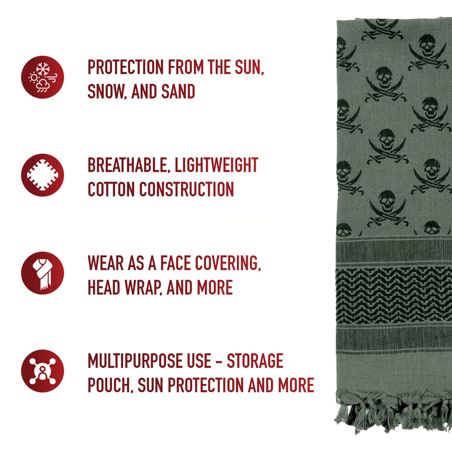 Skulls Shemagh Tactical Desert Keffiyeh Scarf