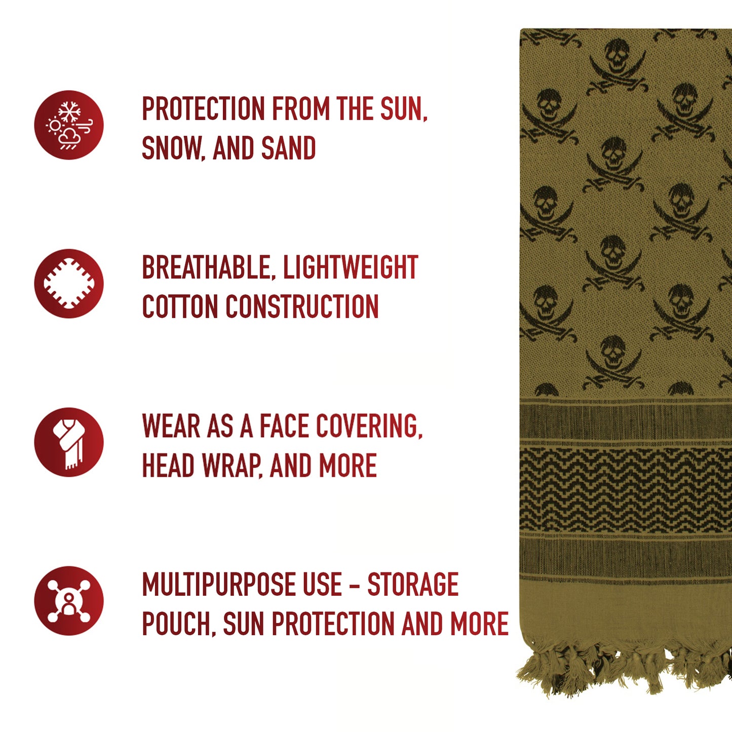 Skulls Shemagh Tactical Desert Keffiyeh Scarf