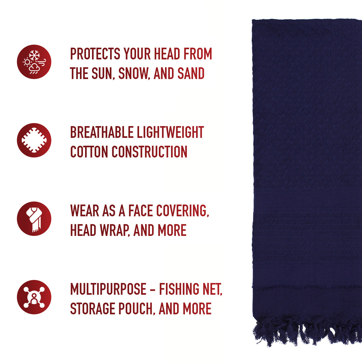 Rothco Solid Color Shemagh Tactical Desert Keffiyeh Scarf