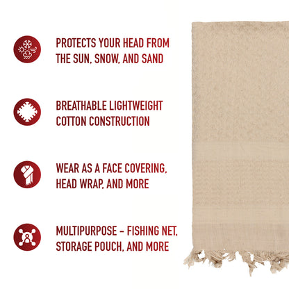 Rothco Solid Color Shemagh Tactical Desert Keffiyeh Scarf