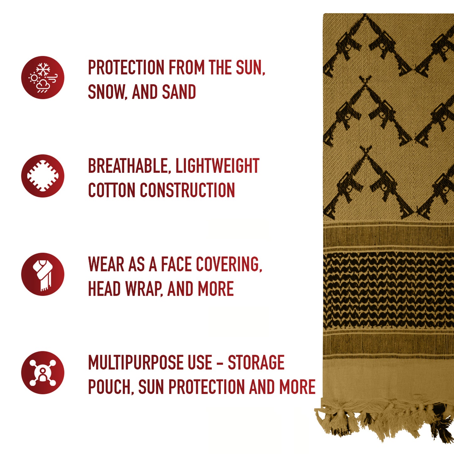 Crossed Rifles Shemagh Tactical Desert Keffiyeh Scarf