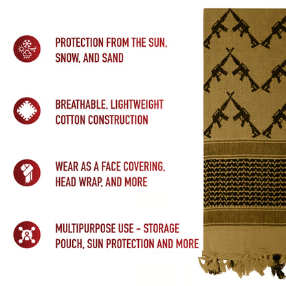 Crossed Rifles Shemagh Tactical Desert Keffiyeh Scarf