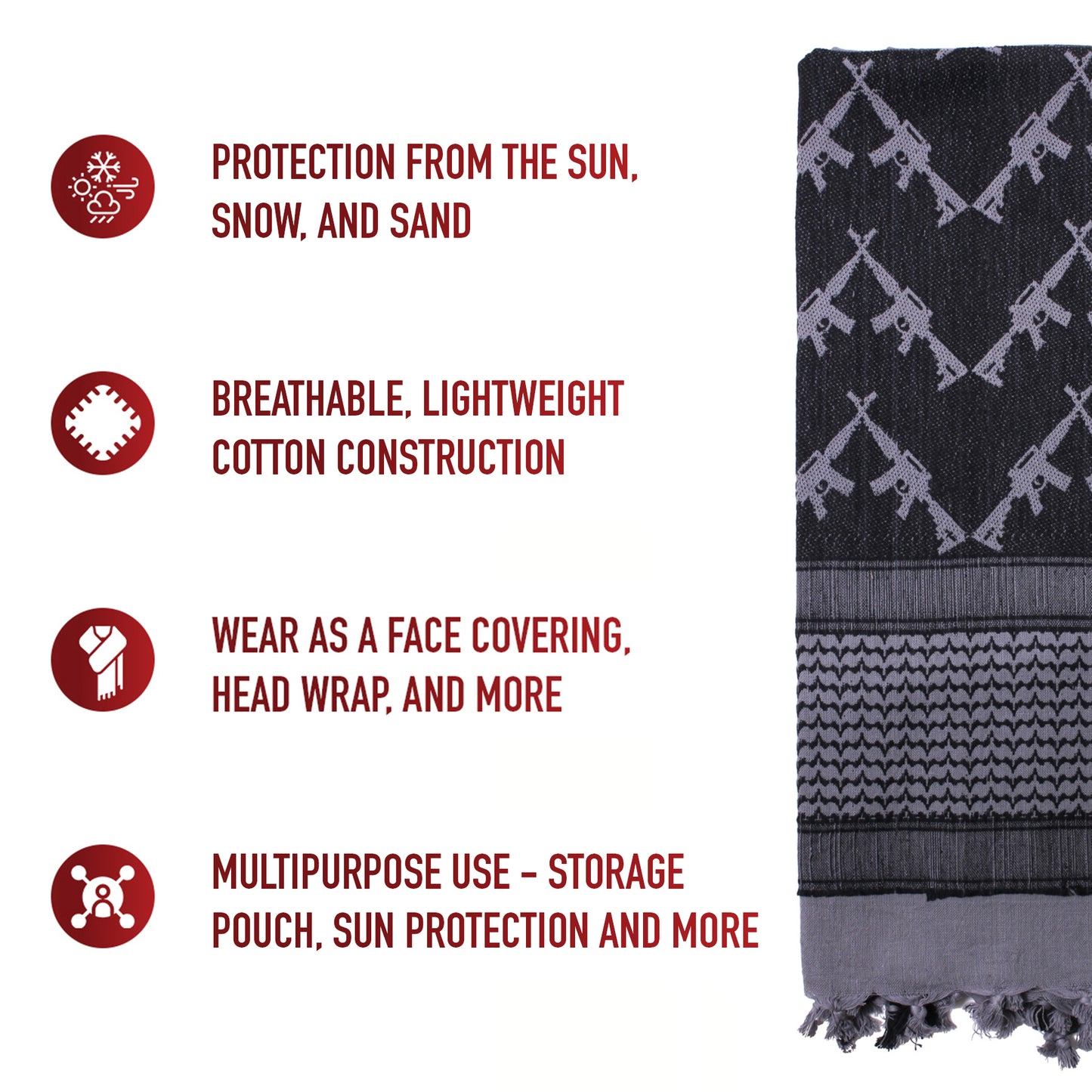 Crossed Rifles Shemagh Tactical Desert Keffiyeh Scarf