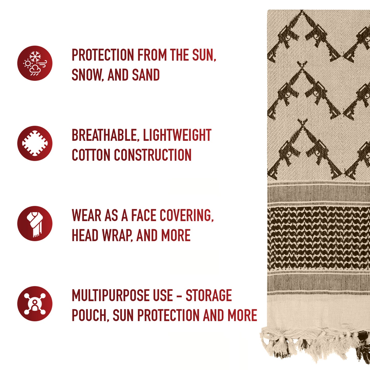 Crossed Rifles Shemagh Tactical Desert Keffiyeh Scarf