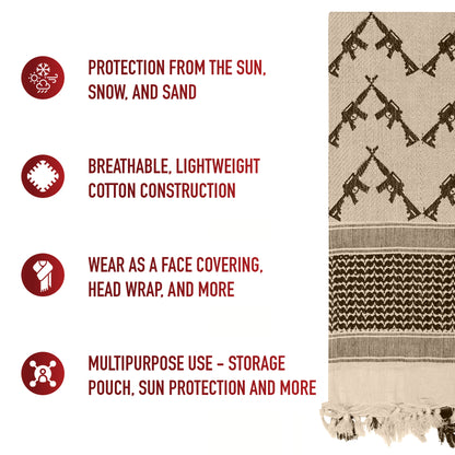 Crossed Rifles Shemagh Tactical Desert Keffiyeh Scarf