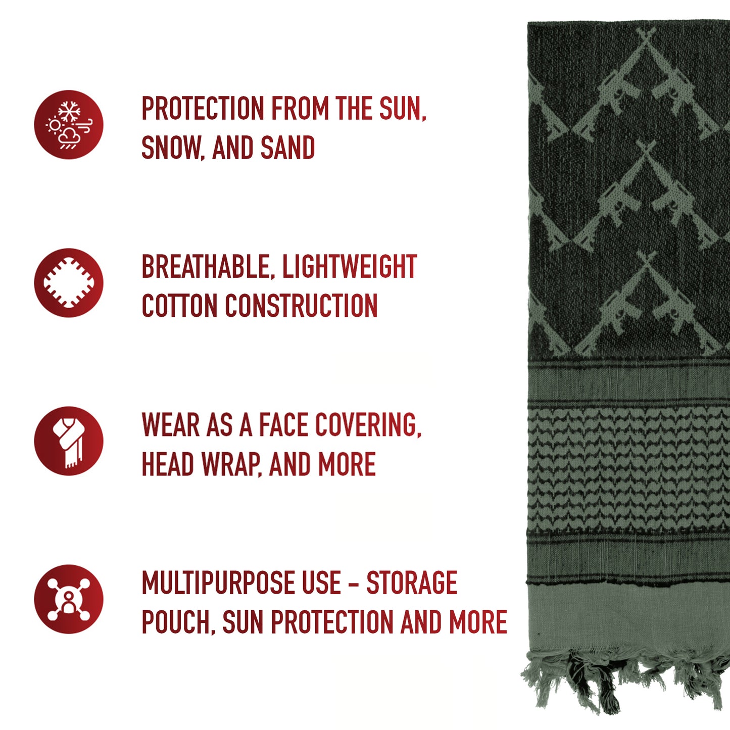 Crossed Rifles Shemagh Tactical Desert Keffiyeh Scarf