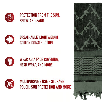 Crossed Rifles Shemagh Tactical Desert Keffiyeh Scarf