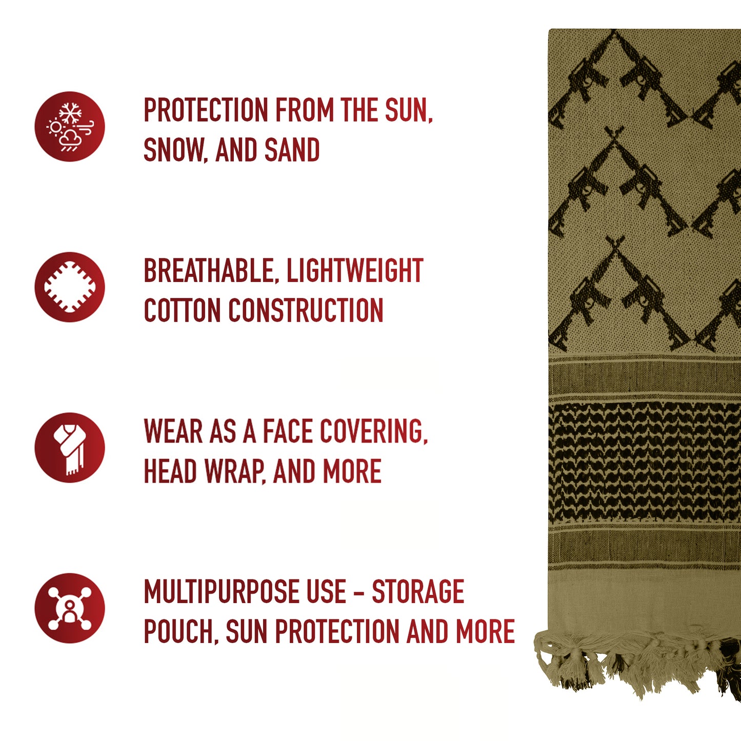 Crossed Rifles Shemagh Tactical Desert Keffiyeh Scarf