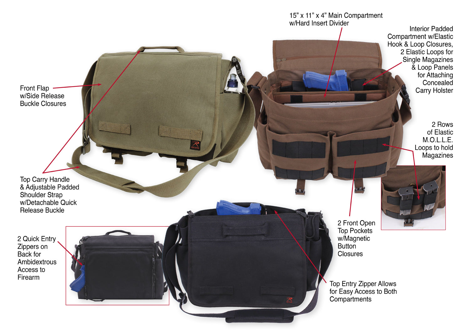 Concealed Carry Messenger Bag - Tactical Choice Plus