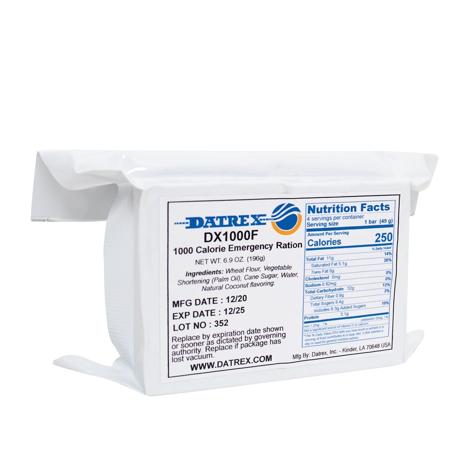 Datrex Aviation 1,000 Cal Emergency Food Ration - Tactical Choice Plus