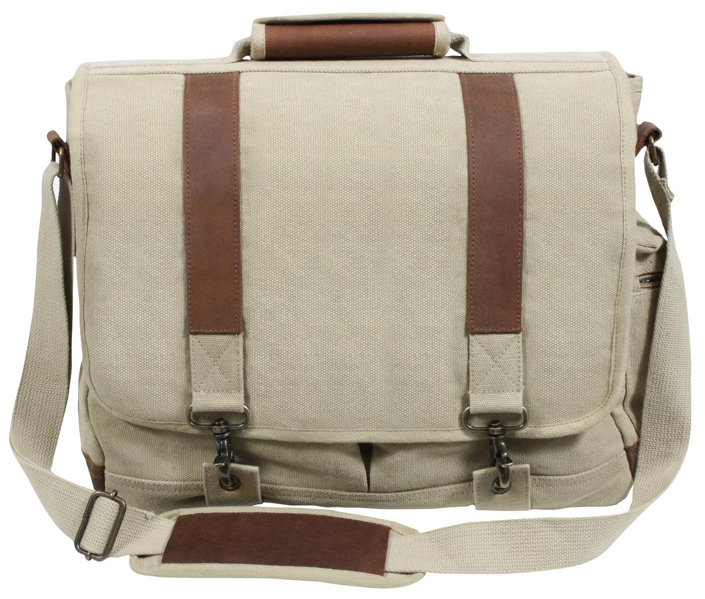 Rothco Vintage Canvas Pathfinder Laptop Bag With Leather Accents - Tactical Choice Plus