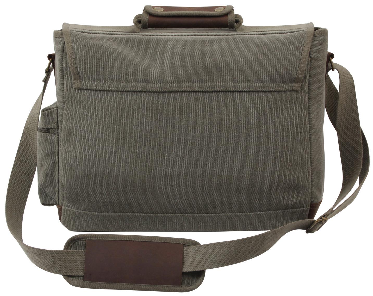 Rothco Vintage Canvas Pathfinder Laptop Bag With Leather Accents - Tactical Choice Plus