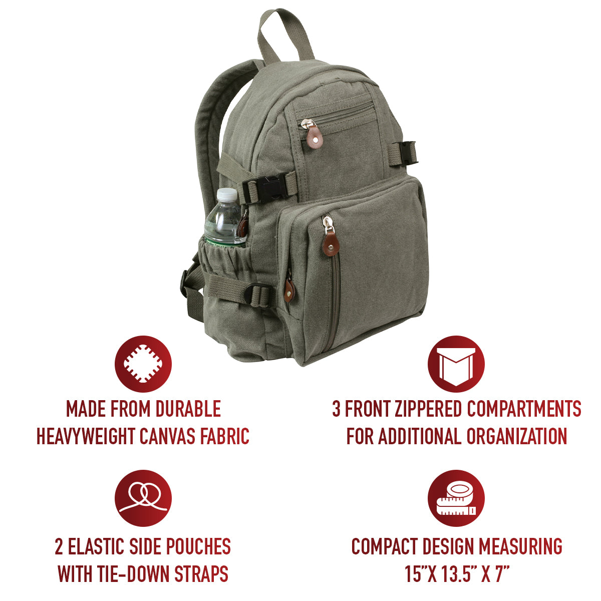 Vintage Canvas Compact Backpack