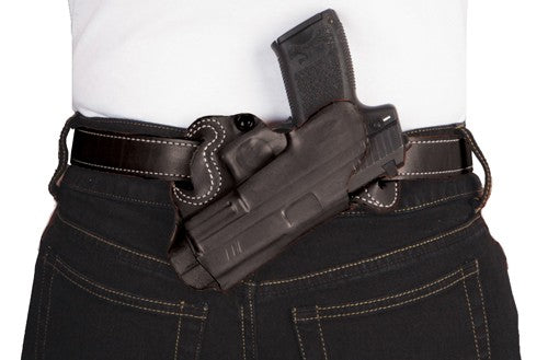 Desantis Small Of Back Holster - Rh Owb Lthr For Glock 20/21 Bl