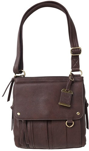 Bulldog Concealed Carry Purse - Med. Cross Body Chocolate Brn