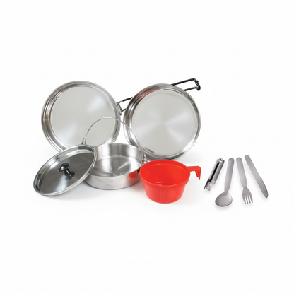 Stainless steel mess kit and deluxe chow set utensils