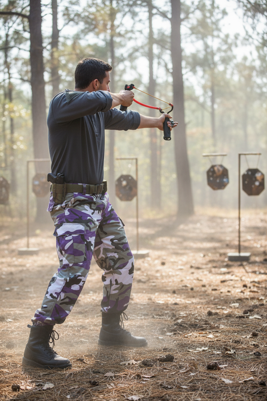 Action shot - Target practice with complete Dennis the Menace Kit