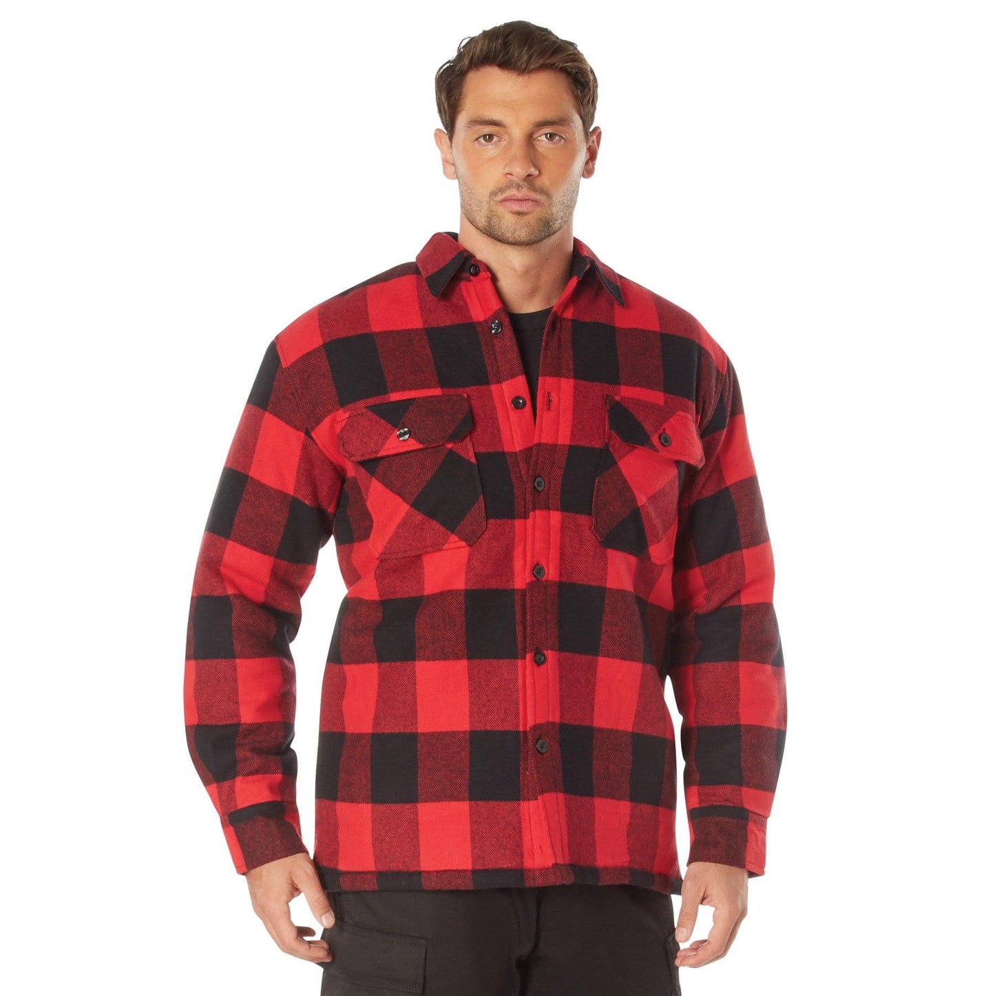 Buffalo Plaid Quilted Lined Jacket - Red - Tactical Choice Plus