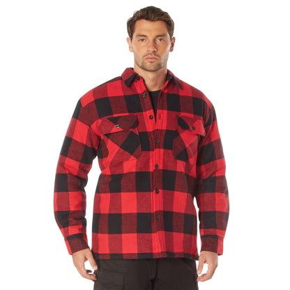 Buffalo Plaid Quilted Lined Jacket - Red - Tactical Choice Plus