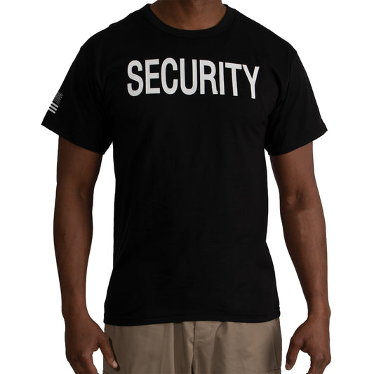 Rothco 2-Sided Security T-Shirt with US Flag On Sleeve - Black - Tactical Choice Plus