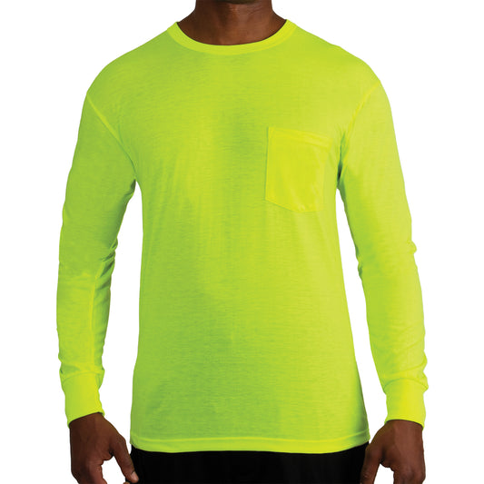 Moisture Wicking Long Sleeve Pocket T-Shirt - Safety Green - Tactical Choice Plus