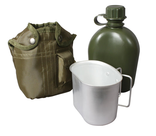 3 Piece Canteen Kit With Cover & Aluminum Cup - Tactical Choice Plus
