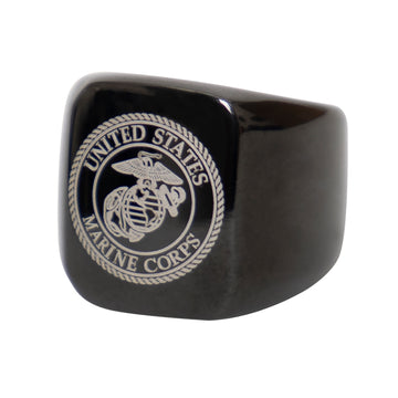 Stainless Steel USMC Eagle, Globe and Anchor Ring - Black - Tactical Choice Plus