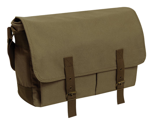 Deluxe Vintage Canvas Messenger Bag - Olive Drab - Tactical Choice Plus