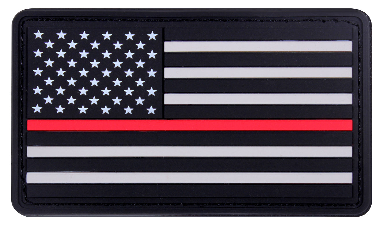 Rothco Rubber Thin Red Line Flag Patch - Hook Back - Tactical Choice Plus